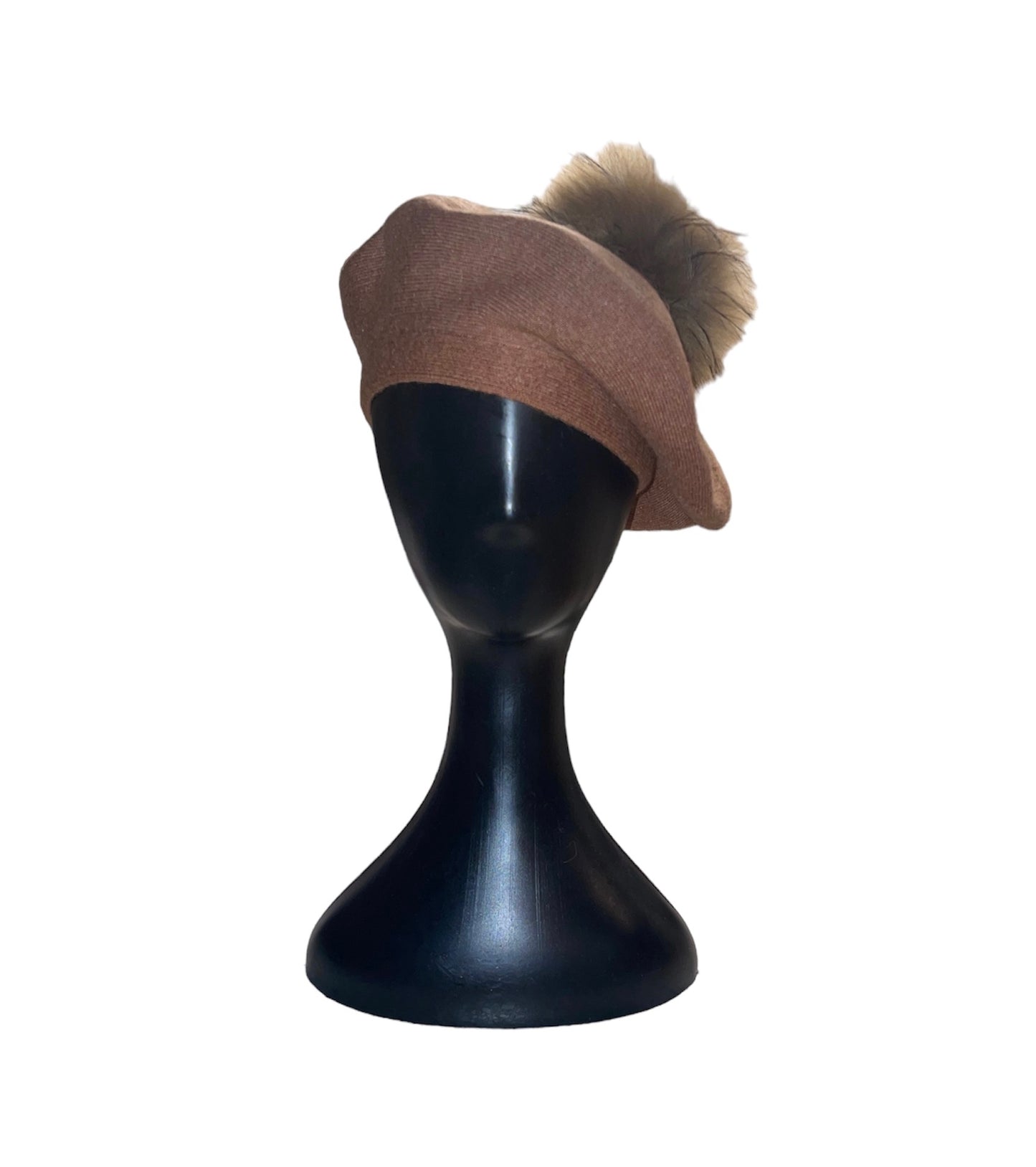 Amour Light Brown Beret with Puffball