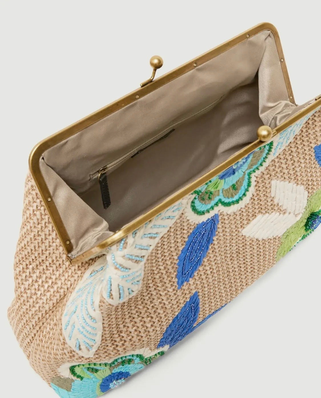 Amour Oversized Clutch - Cool Lagoon Raffia