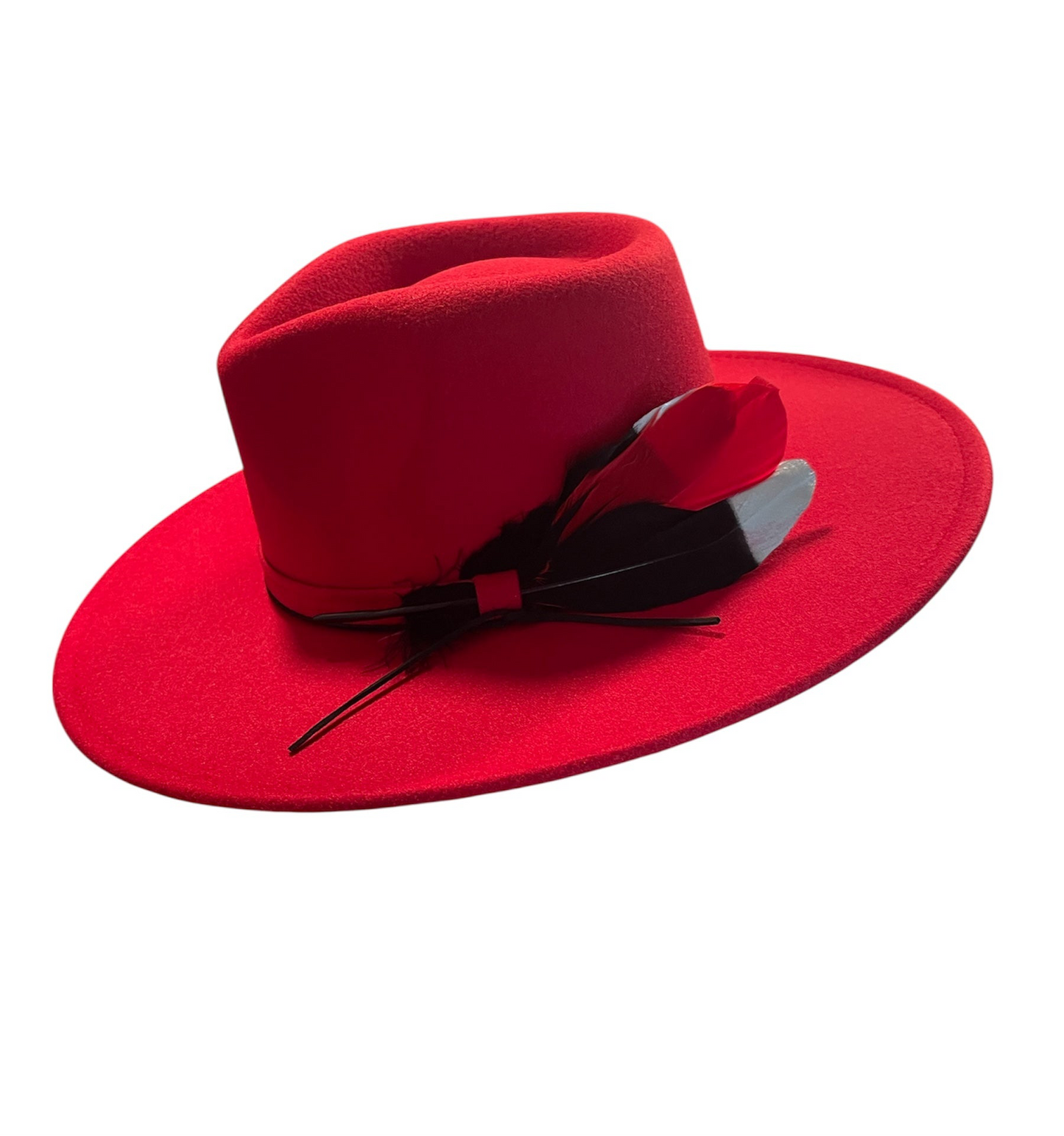 Amour Red Rancher with Red Band and Feathers