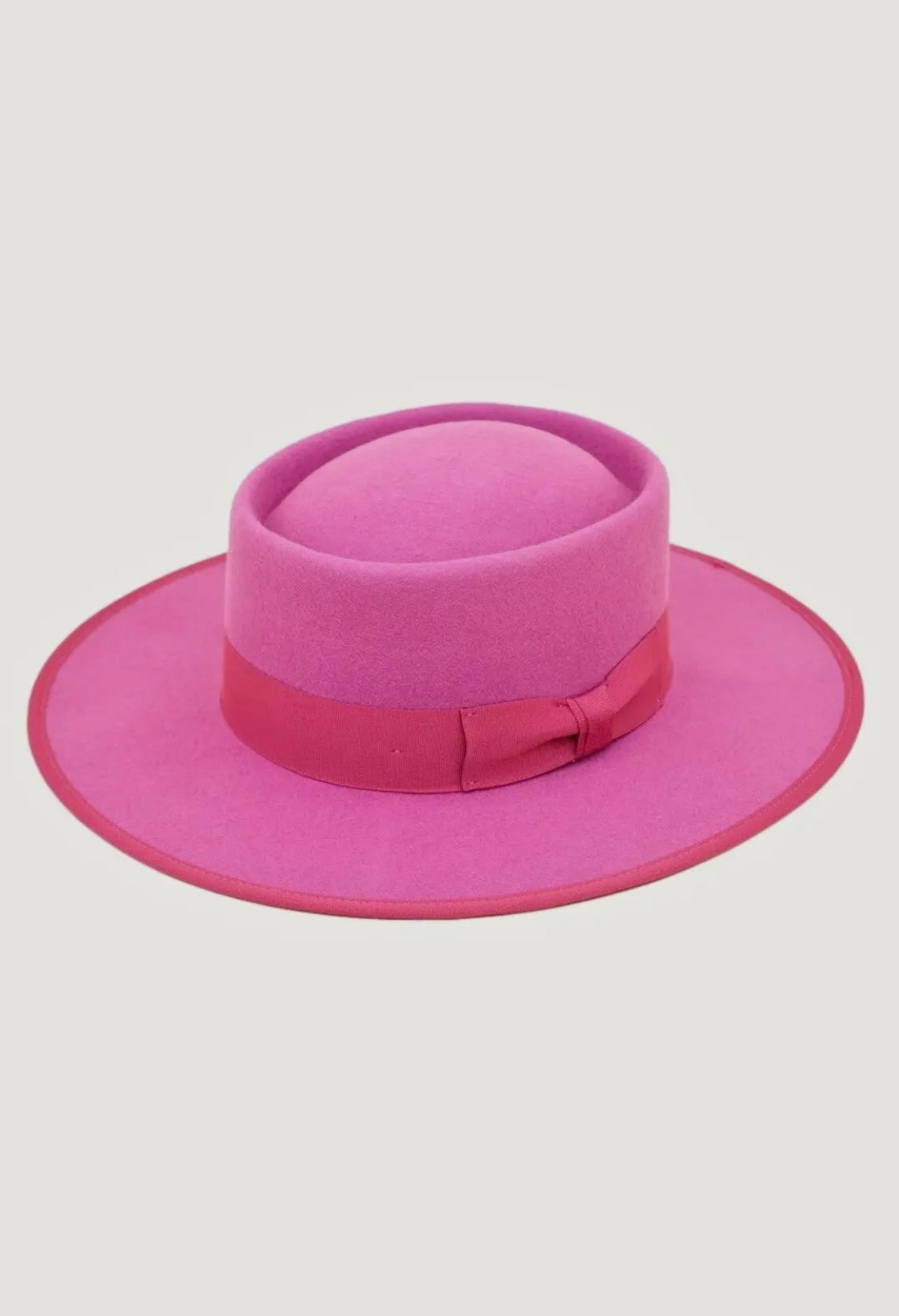 Amour Pink Boater with Pink Ribbon