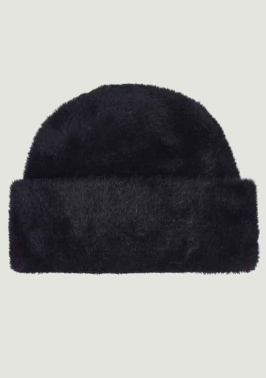 Amour Black Faux Fur Cuffed Unisex Beanie
