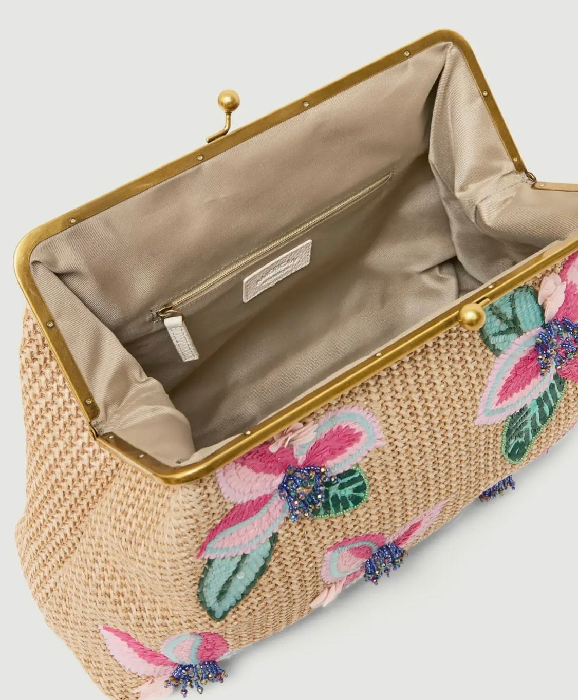 Amour Oversized Clutch - Playful Petals Raffia