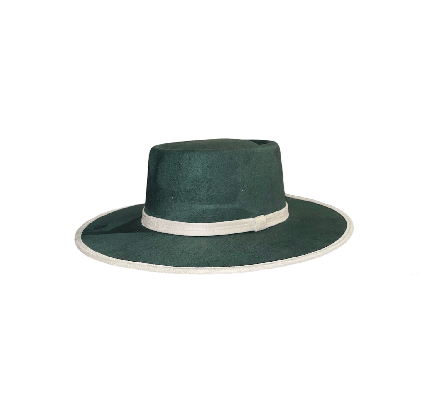 Amour Green & Ivory Vegan Suede Boater