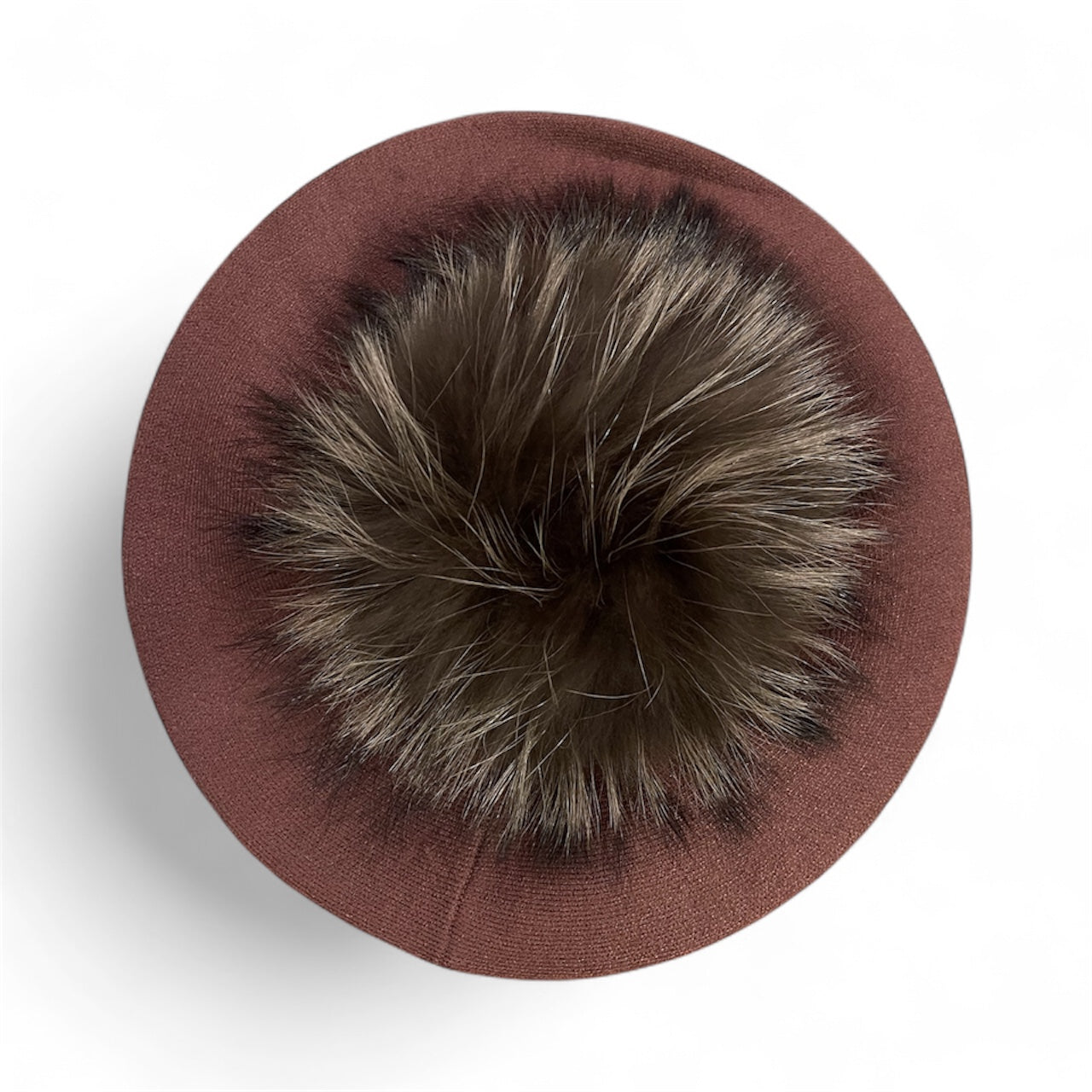 Amour Brown Beret with Puffball
