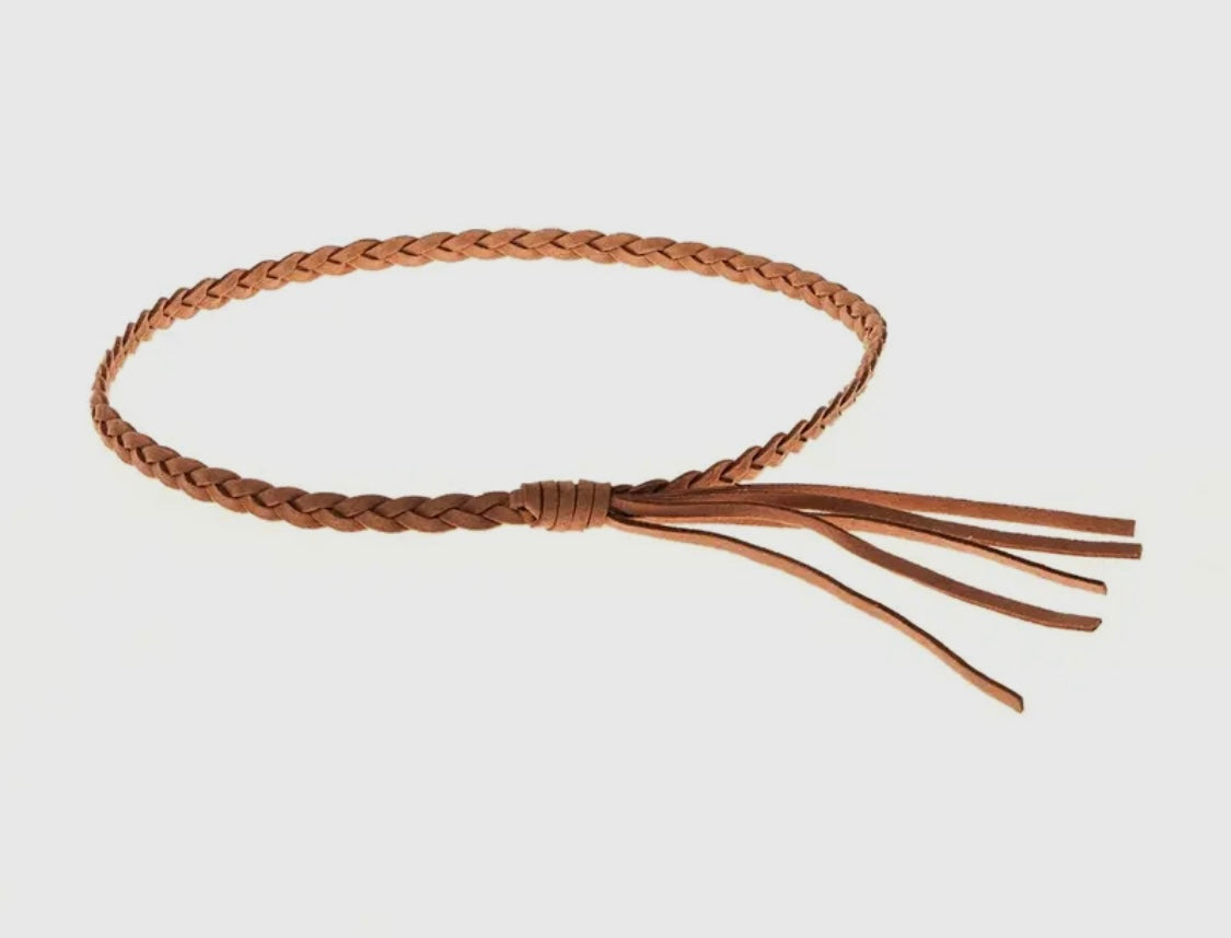 Amour Tan Braided Tassel Hat Band