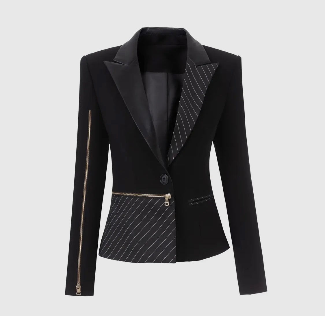 Amour Colorblock Pinstripe Blazer