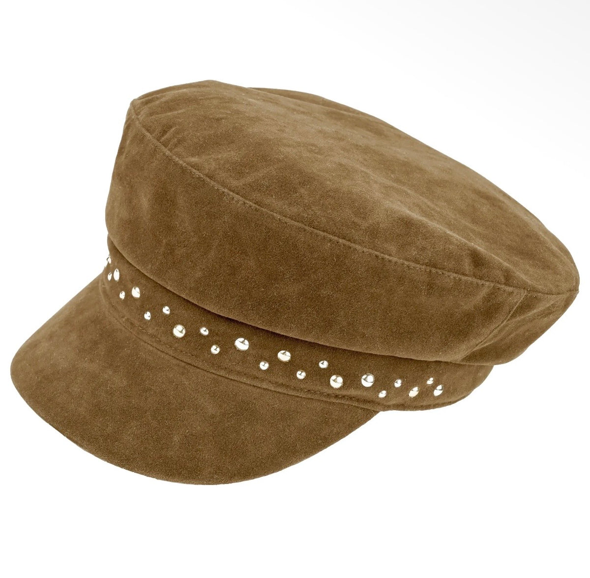 Amour Camel Faux Suede Embellishments Fisherman Cap