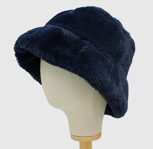 Amour Navy Blue Faux Fur Bucket