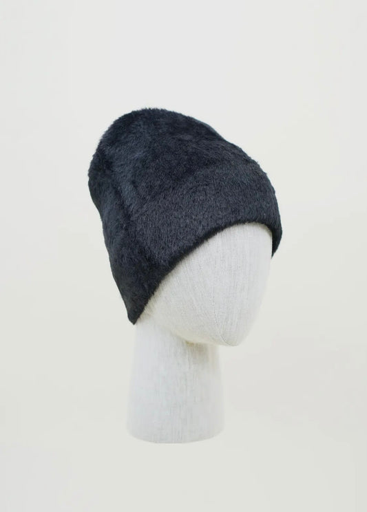 Amour Black Faux Fur Unisex Minimalist Beanie