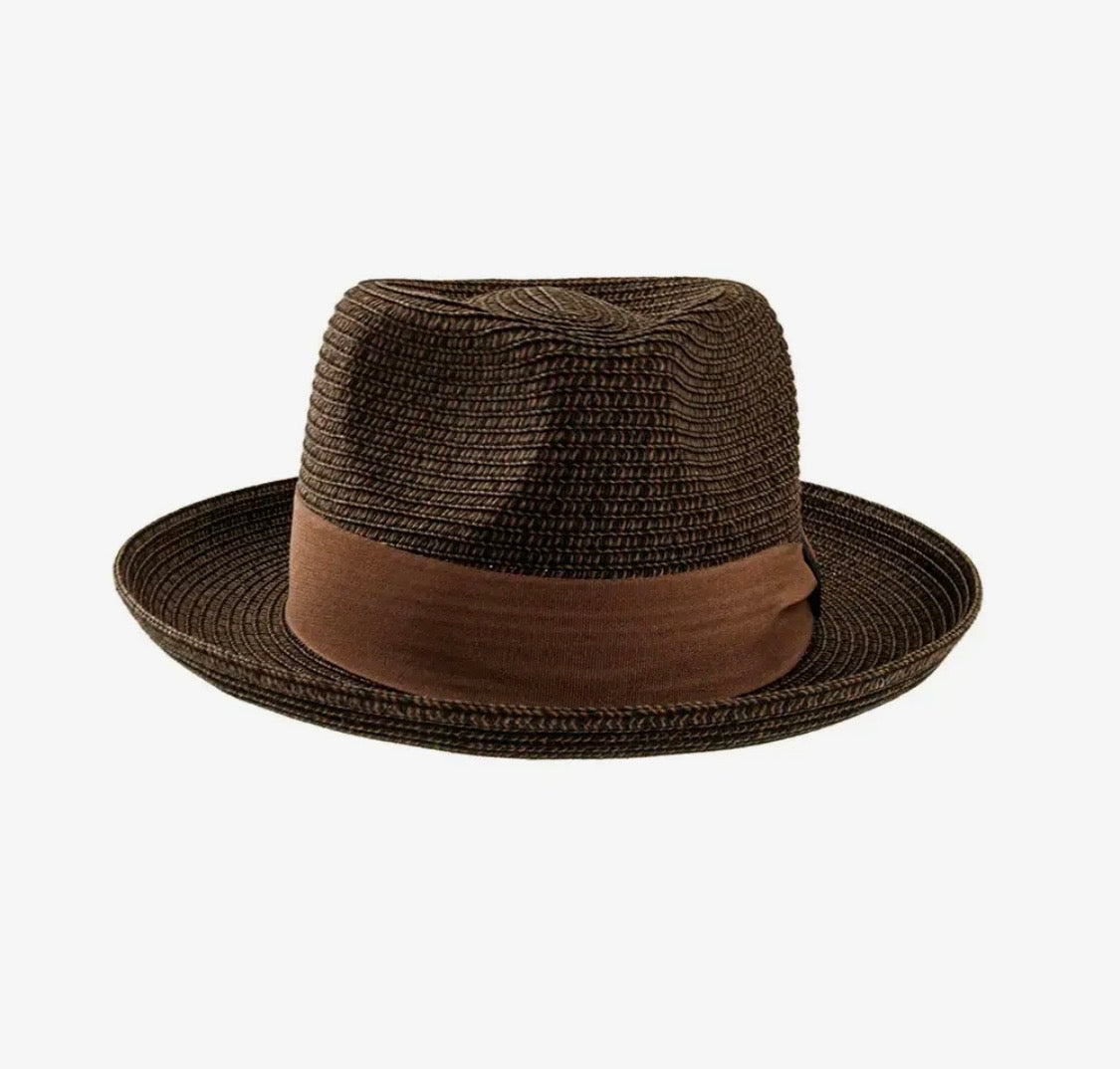 Amour Brown Straw Fedora Style Coronado