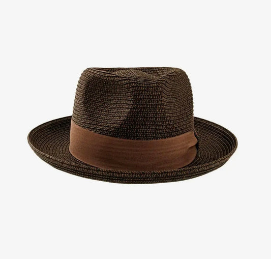 Amour Brown Straw Fedora Style Coronado