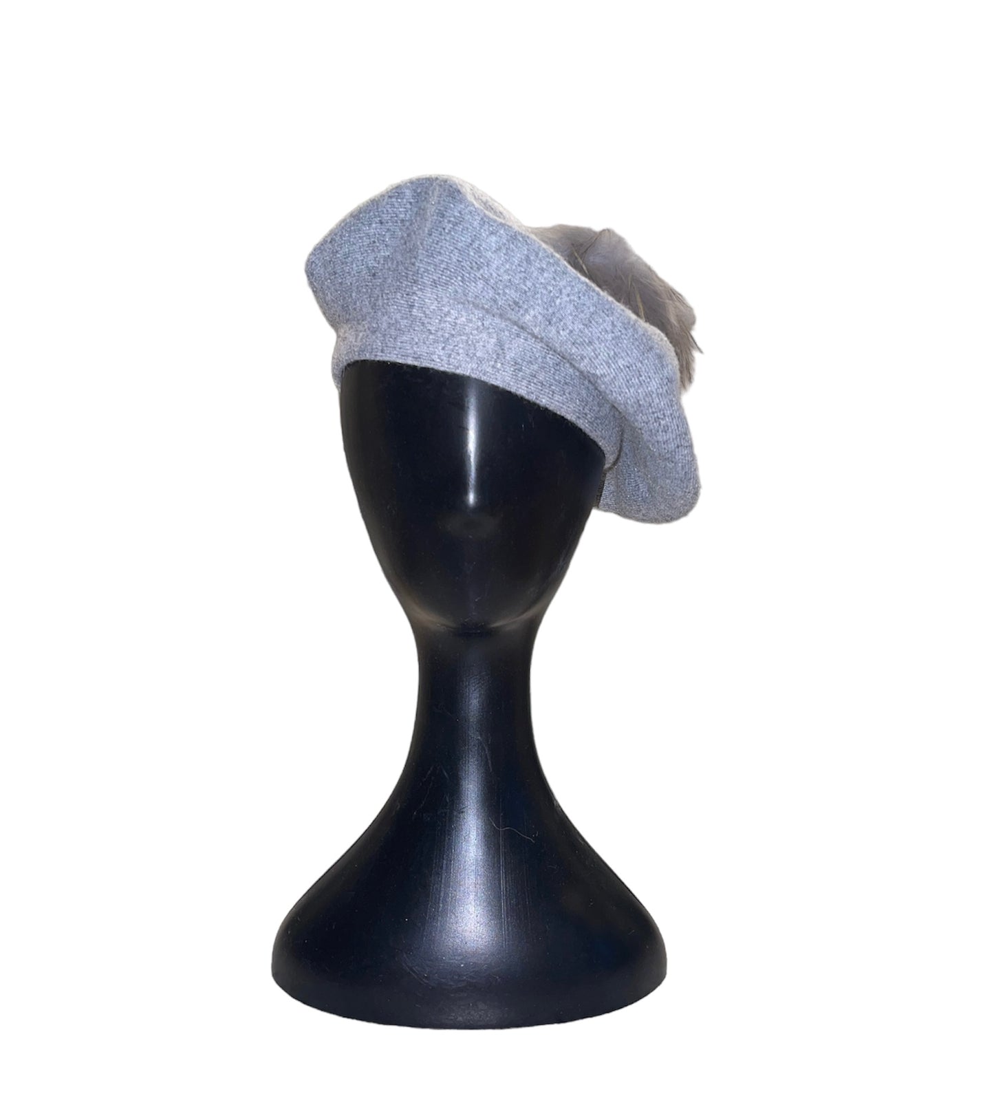 Amour Grey Cashmere Beret with Puffball