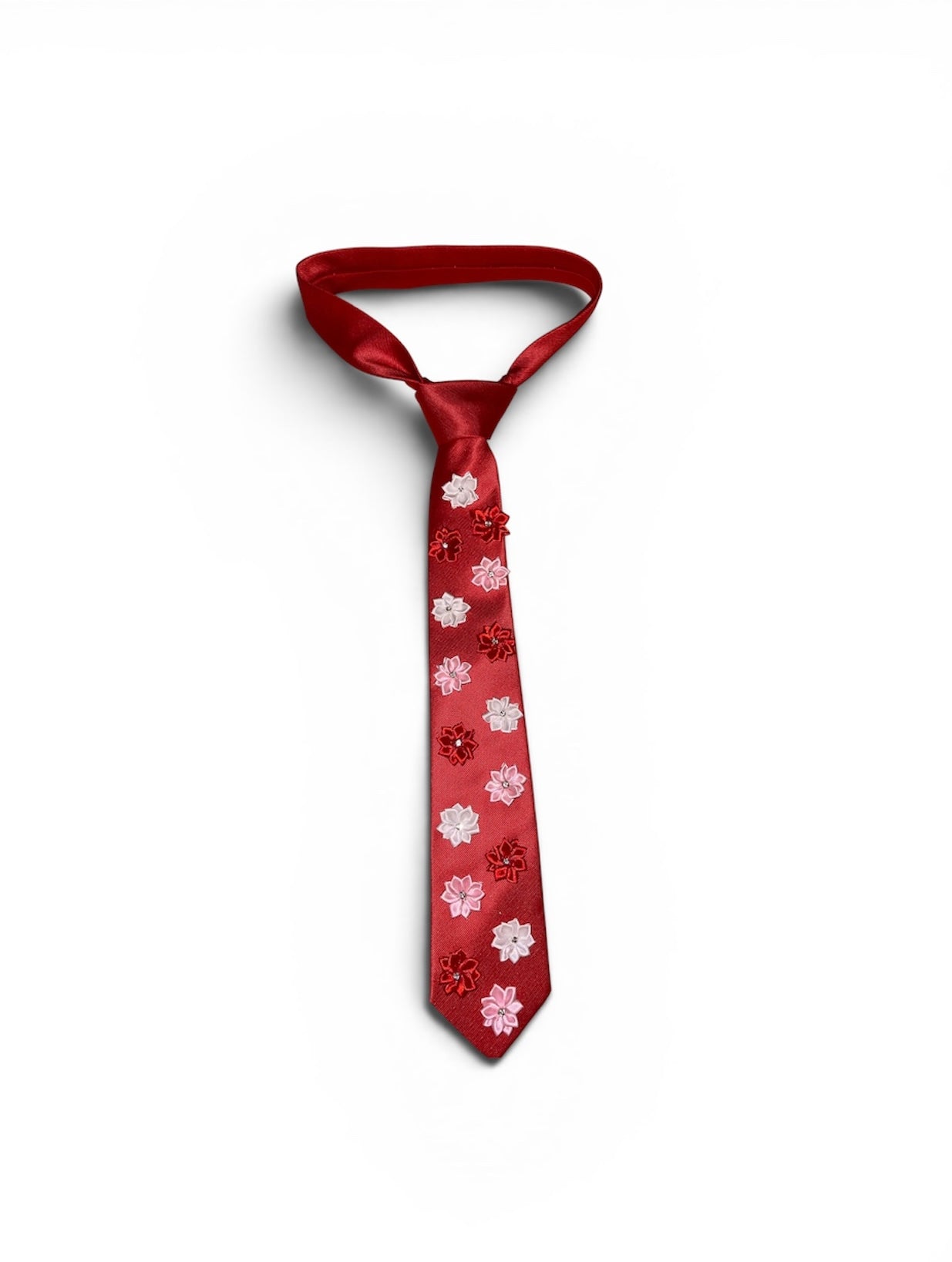 Amour Red Tie with Pink, Red & White Flowers