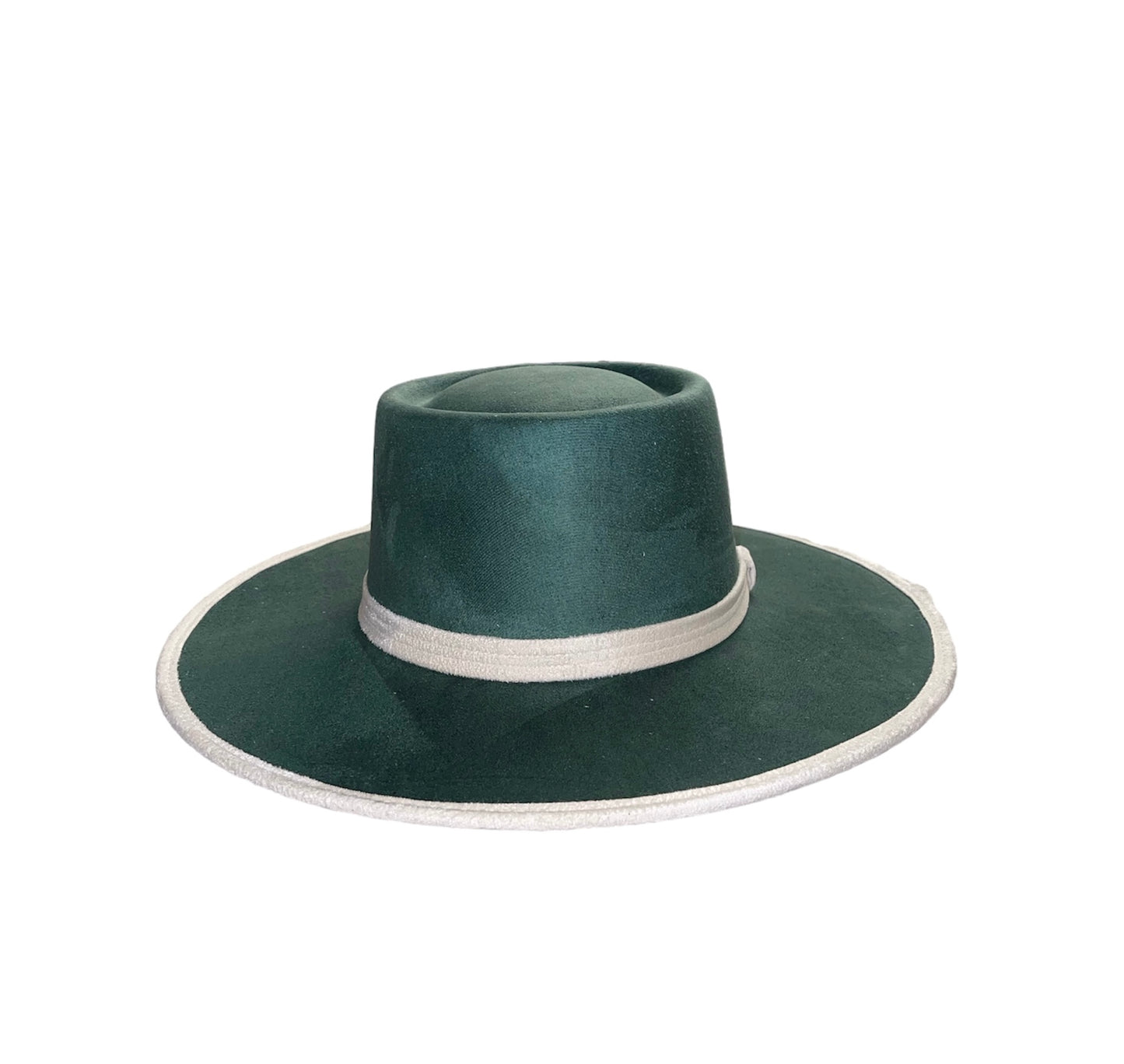 Amour Green & Ivory Vegan Suede Boater