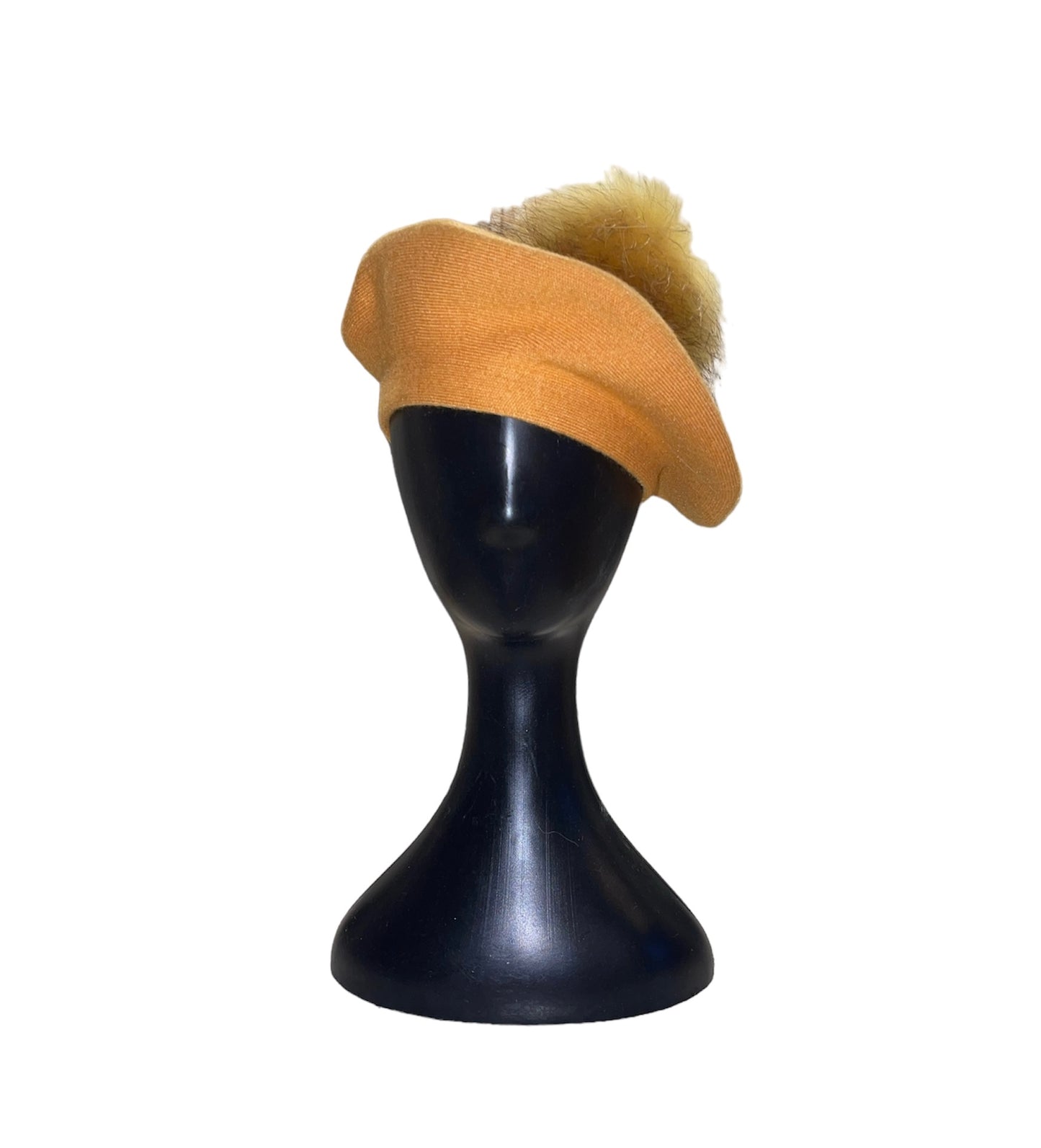 Amour Yellow Cashmere Beret with Puffball
