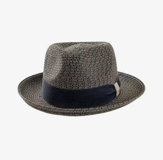 Amour Navy Straw Fedora Style Coranado
