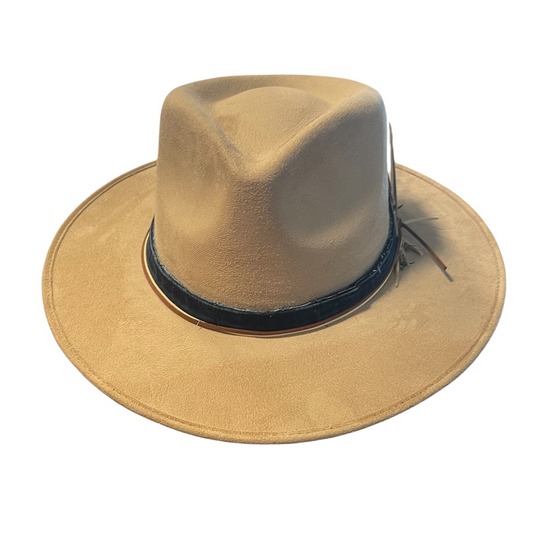 Amour Nata Tear Drop Rancher with Denim Band and Feathers