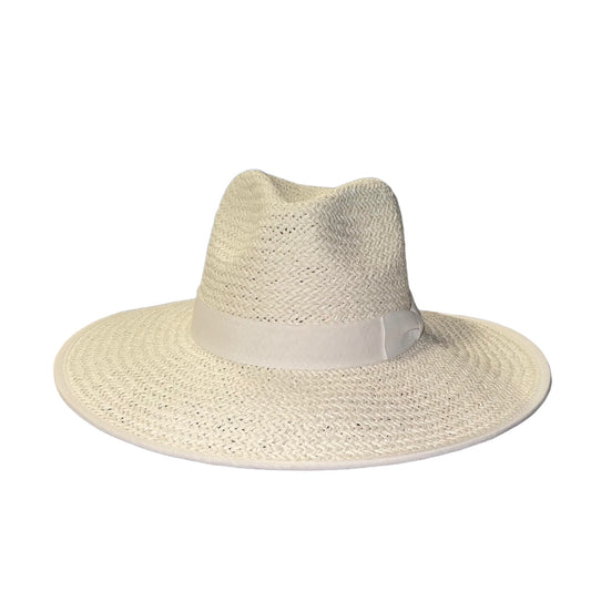 Amour White Straw Panama Lid with Matching Bow
