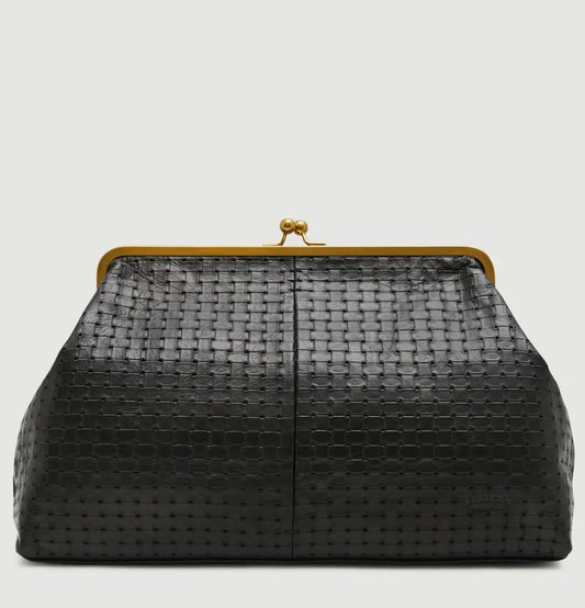 Amour Oversized Clutch- Black Embossed Weave