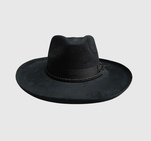 Amour Black Vegan Pencil Curl Stiff Fedora