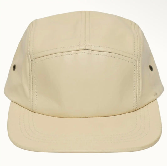 Amour Cream Genuine Leather 5 Panel Cap