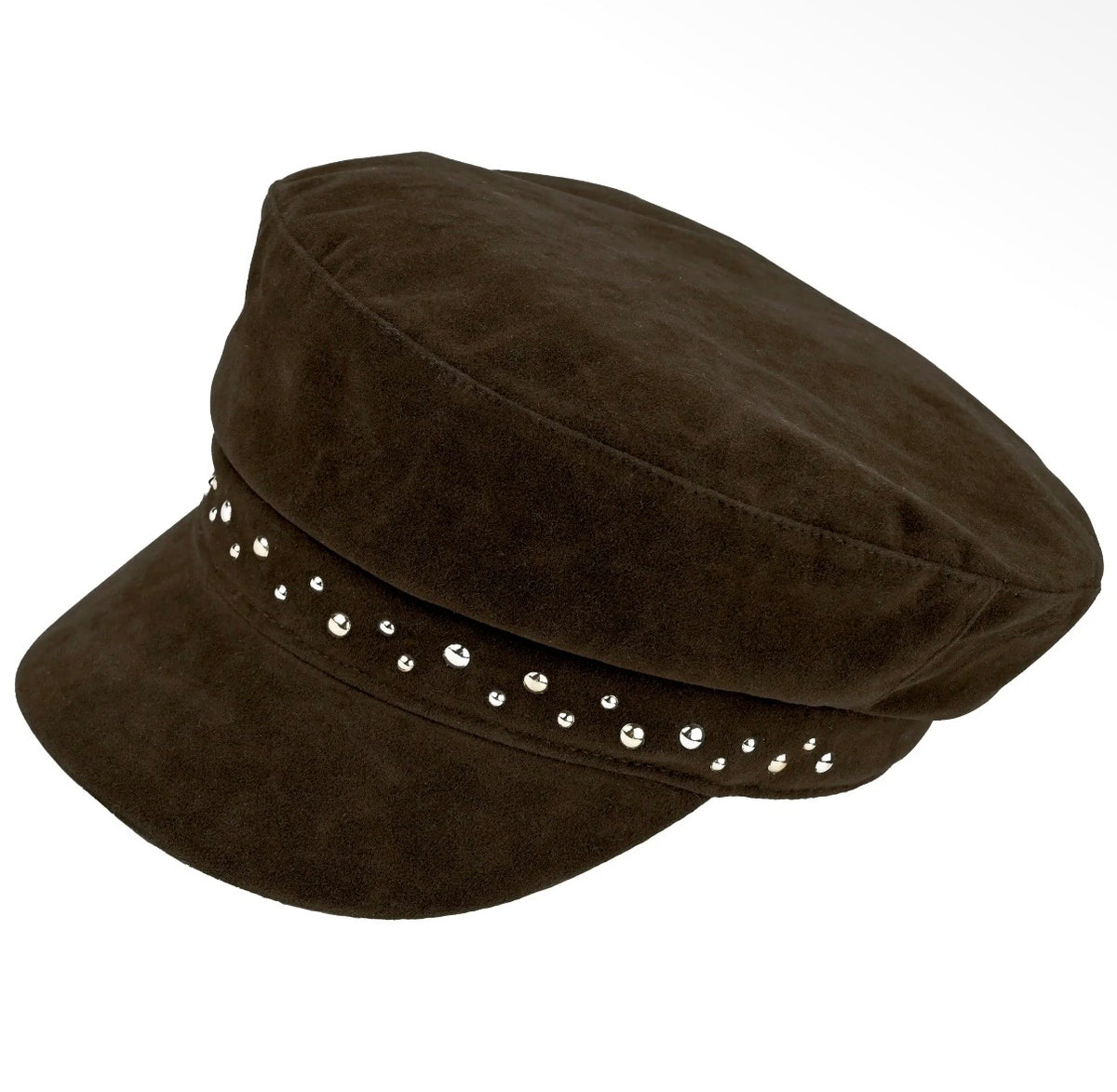 Amour Brown Faux Suede Embellishments Fisherman Cap
