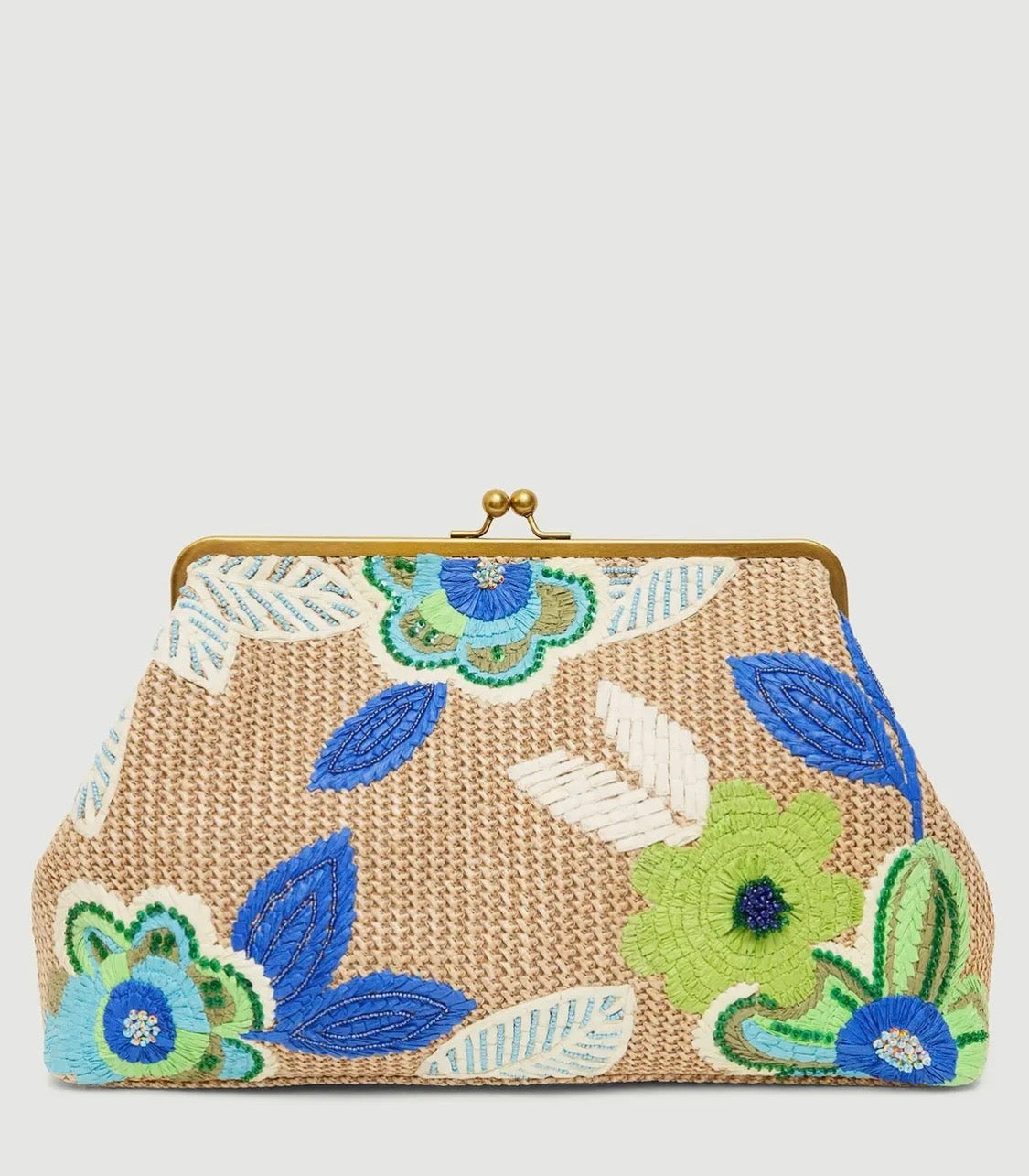 Amour Oversized Clutch - Cool Lagoon Raffia