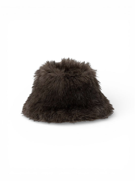 Amour Brown Fuzzy Faux Fur Bucket