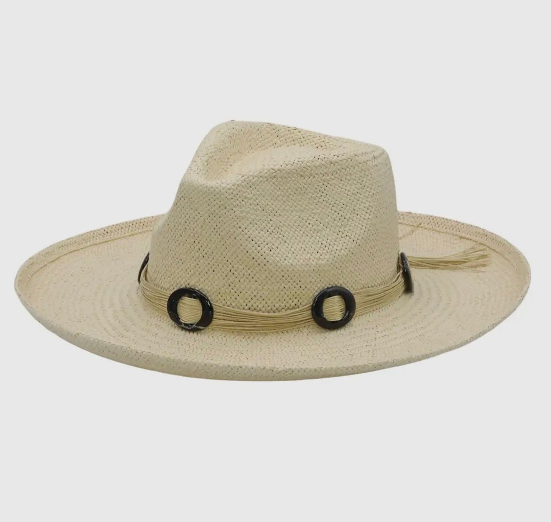 Amour Natural Straw with Straw Band & Jewels