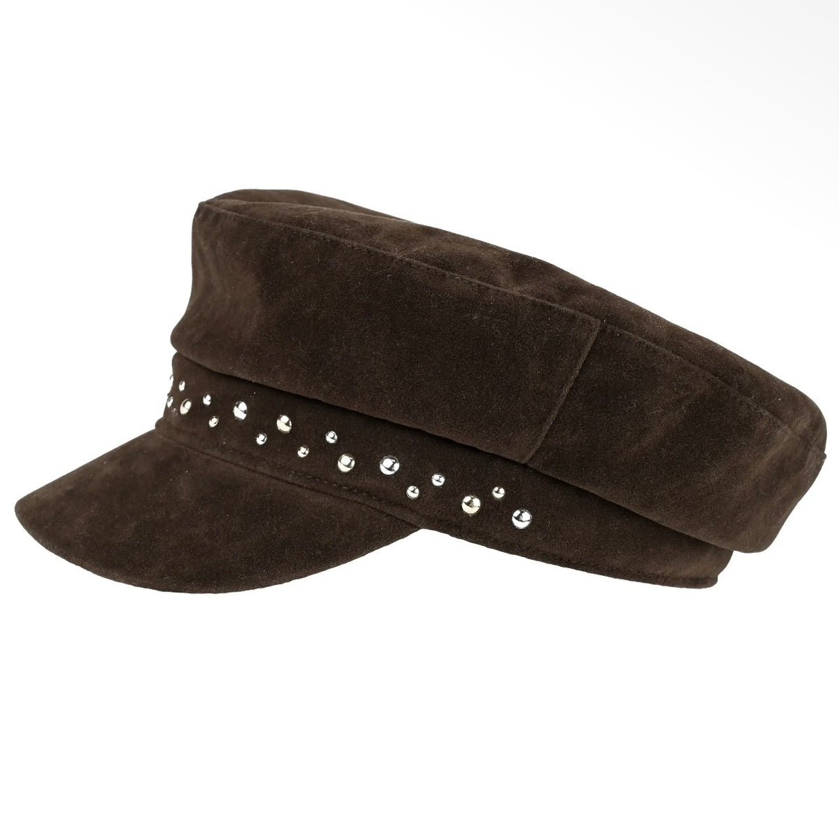 Amour Brown Faux Suede Embellishments Fisherman Cap