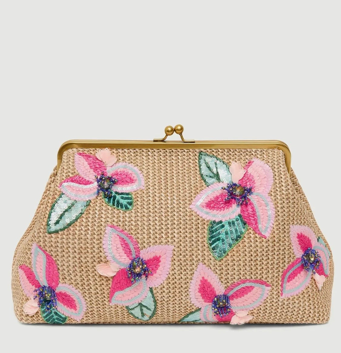 Amour Oversized Clutch - Playful Petals Raffia
