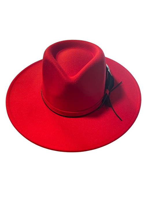 Amour Red Rancher with Red Band and Feathers