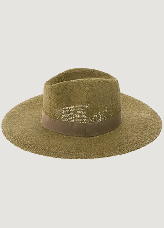 Amour Olive Straw Panama Lid