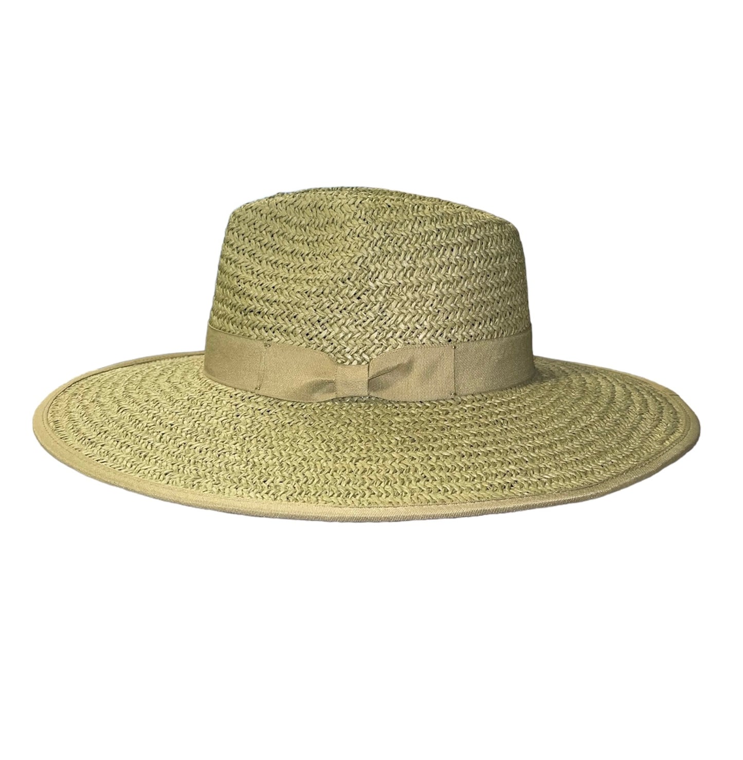 Amour Sage Straw Panama Lid with Matching Bow