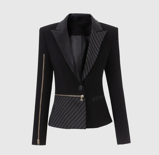 Amour Colorblock Pinstripe Blazer