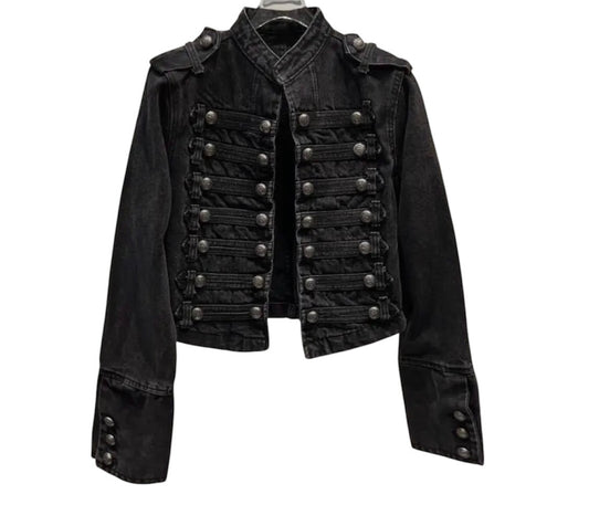 Amour Black Military Denim Jacket